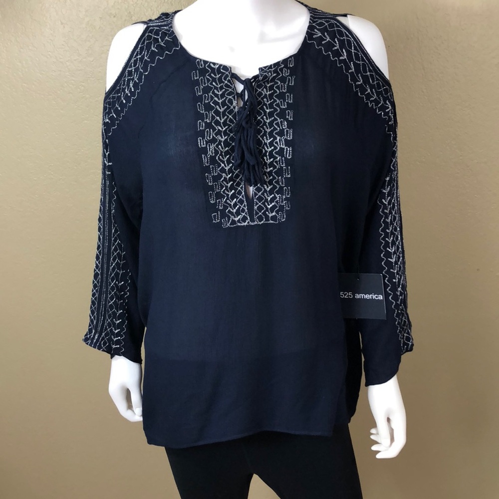 525 america Navy Blue Blouse